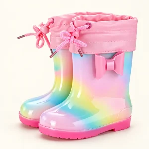 44419 13b bottes de pluie enfant roses a col reg vue principale