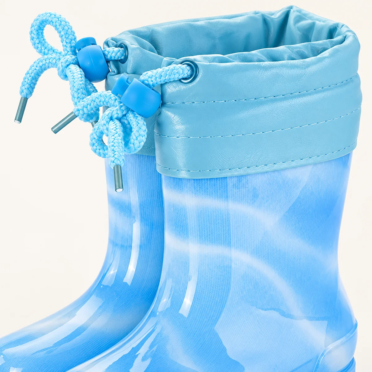 44420 13b bottes de pluie enfant bleues a col re detail