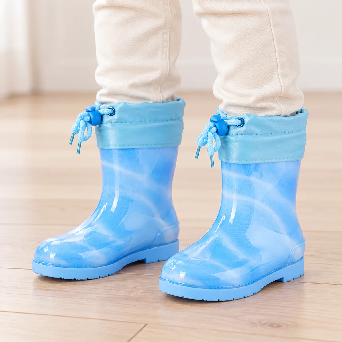 44420 13b bottes de pluie enfant bleues a col re porte
