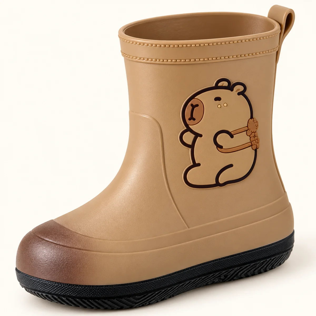 44423 13b bottes de pluie enfant marron a dessin detail