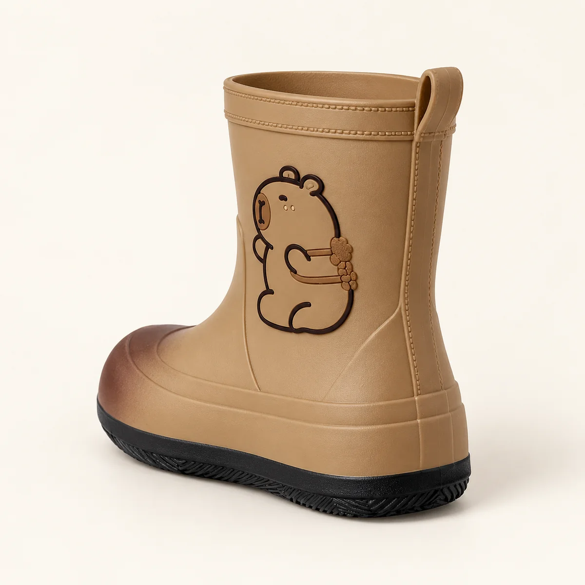 44423 13b bottes de pluie enfant marron a dessin vue arriere