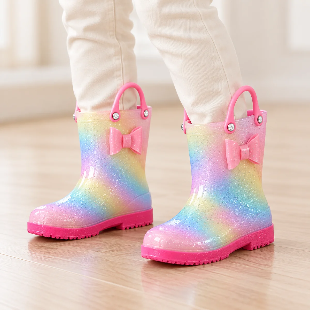 44425 13b bottes de pluie enfant arc en ciel a p porte