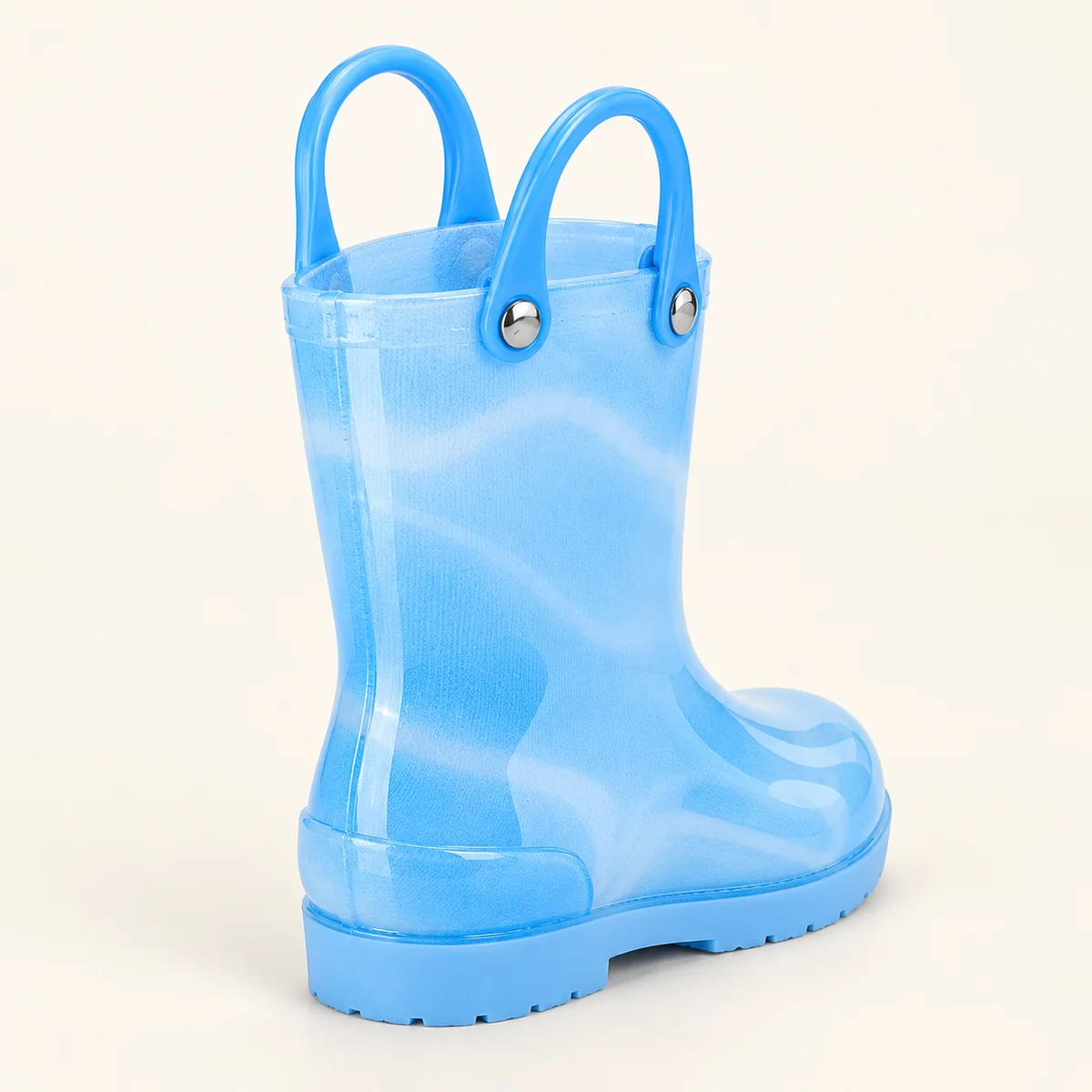 44427 13b bottes de pluie enfant bleues a poigne vue arriere