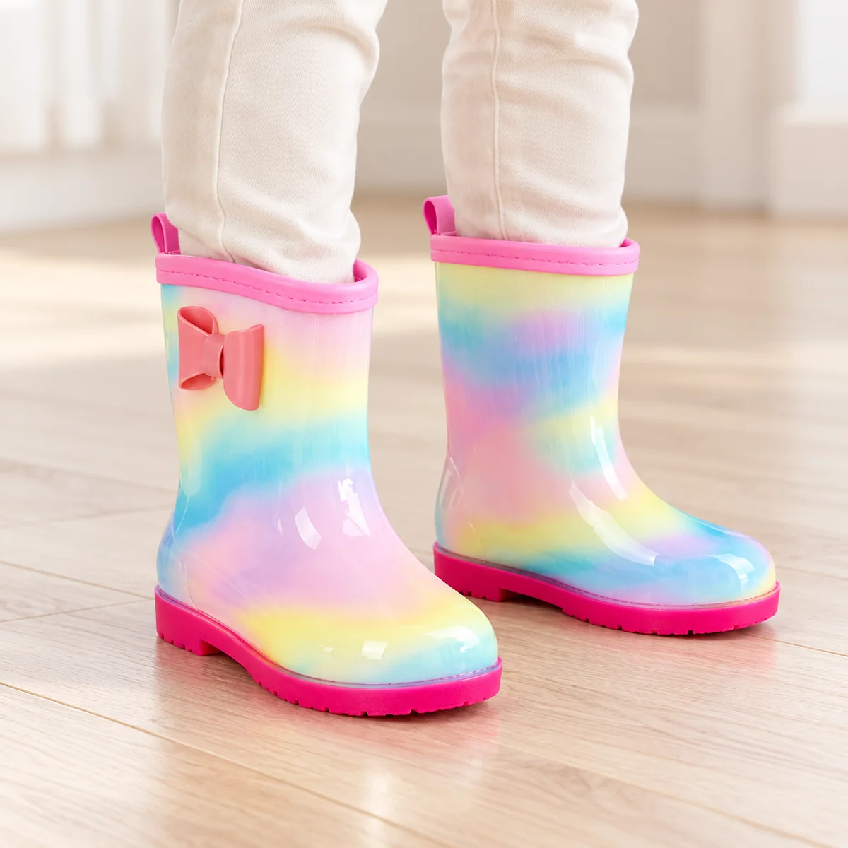 44429 13b bottes de pluie enfant arc en ciel a b porte