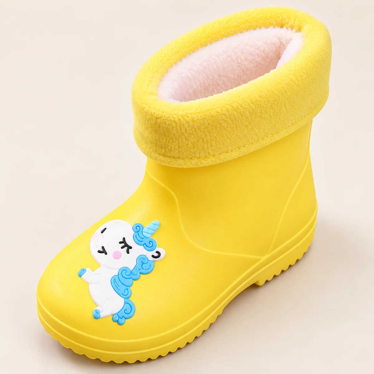 44430 13b bottes de pluie enfant jaunes a doublu detail