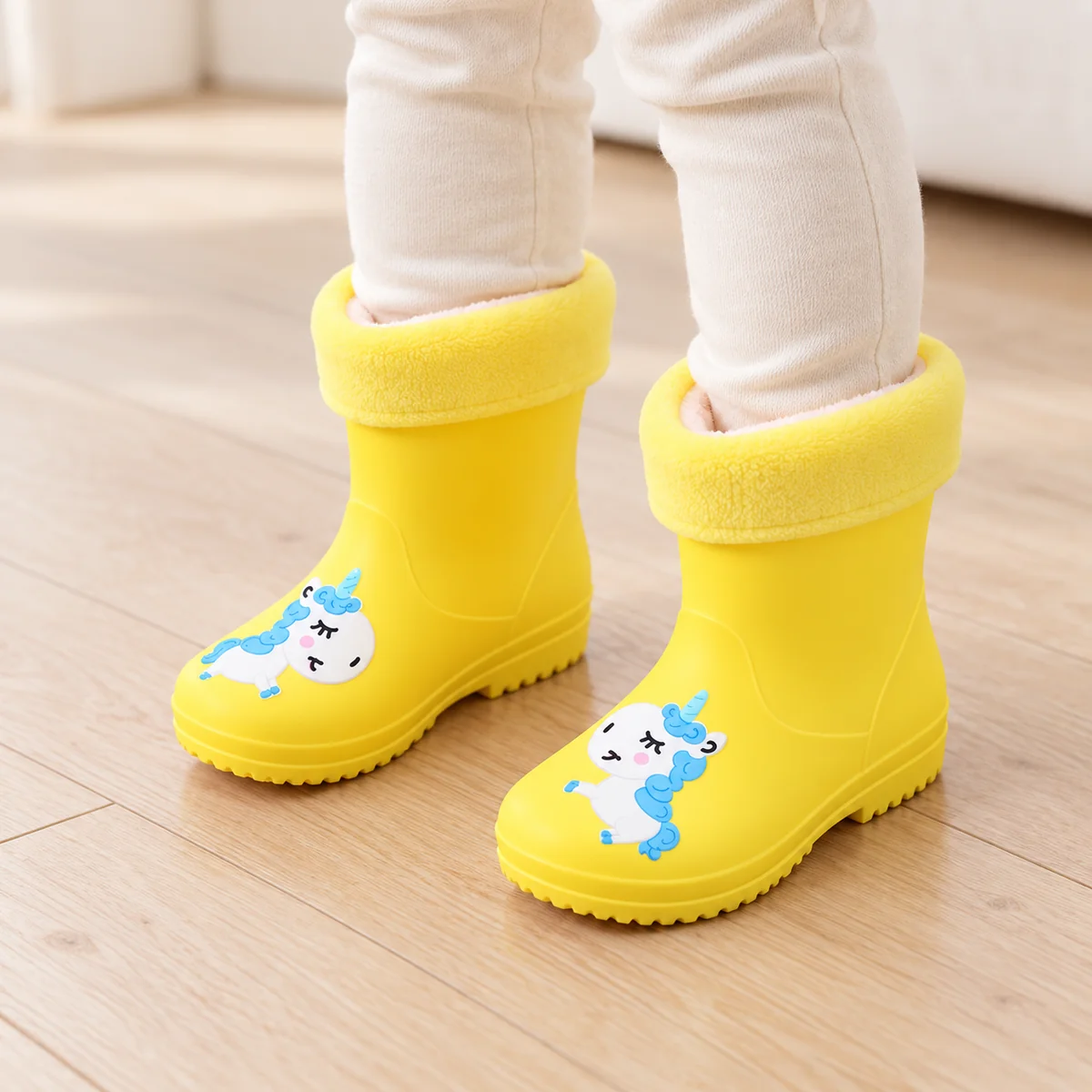 44430 13b bottes de pluie enfant jaunes a doublu porte