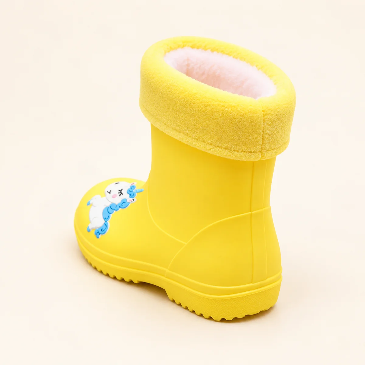 44430 13b bottes de pluie enfant jaunes a doublu vue arriere