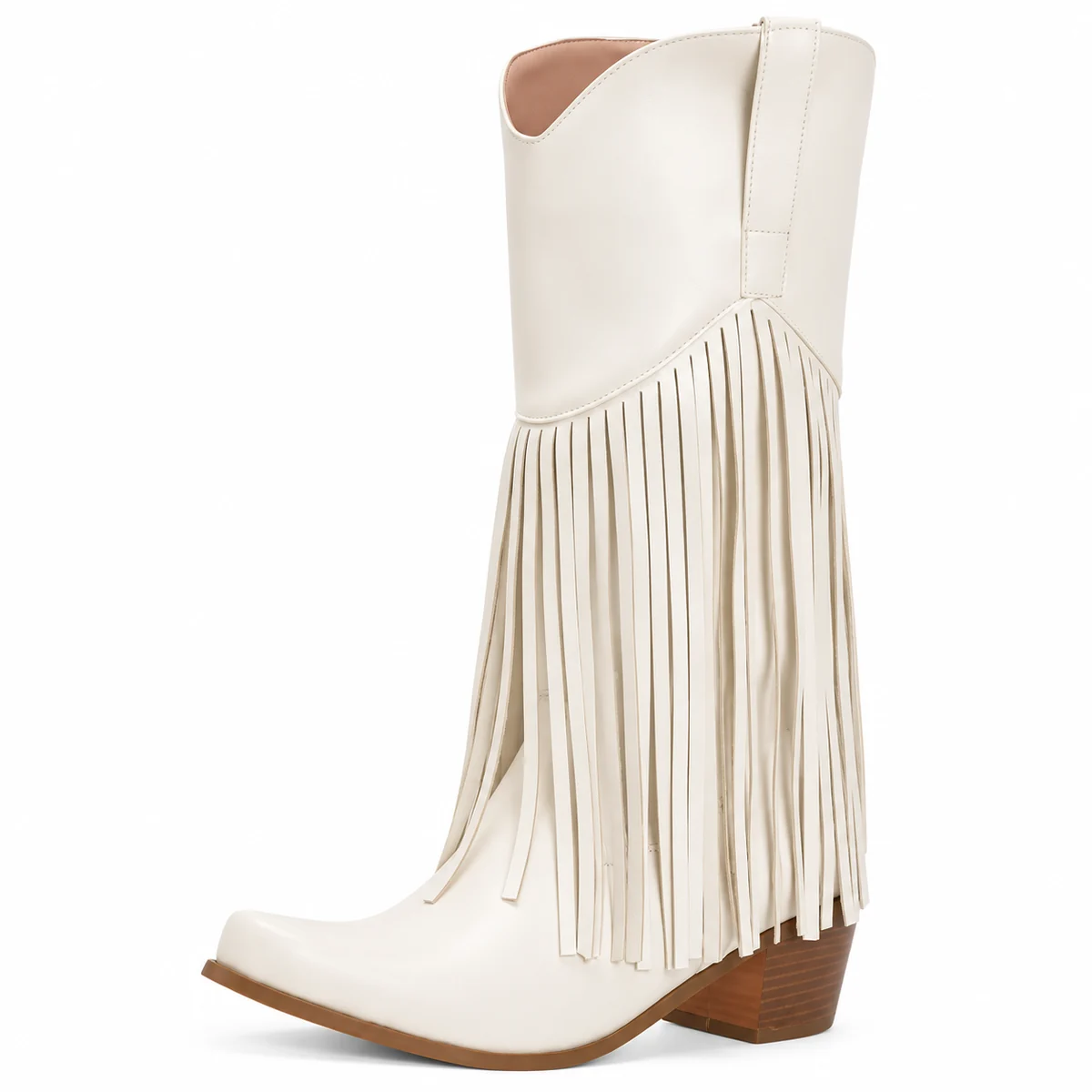 Bottes de cowboy femmes blanches avec détails en franges longues