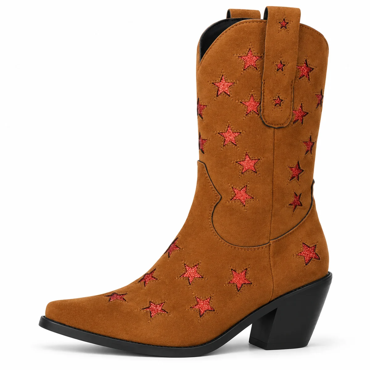 Bottes rhinestoned cowboy femme camel à étoiles pour tenue western