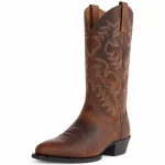 Bottes cowboy femme marron avec broderies ton sur ton élégantes
