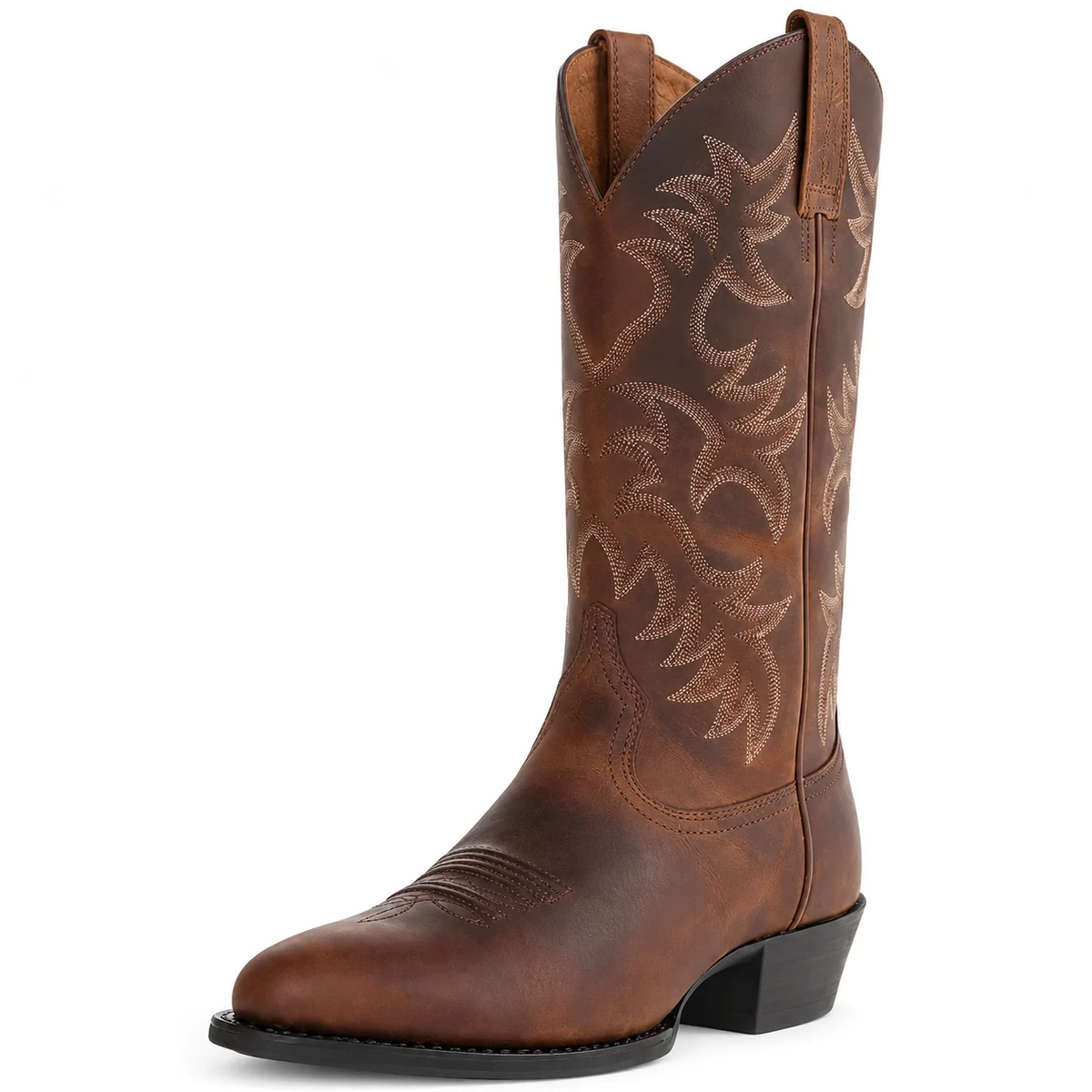 Bottes cowboy femme marron avec broderies ton sur ton élégantes