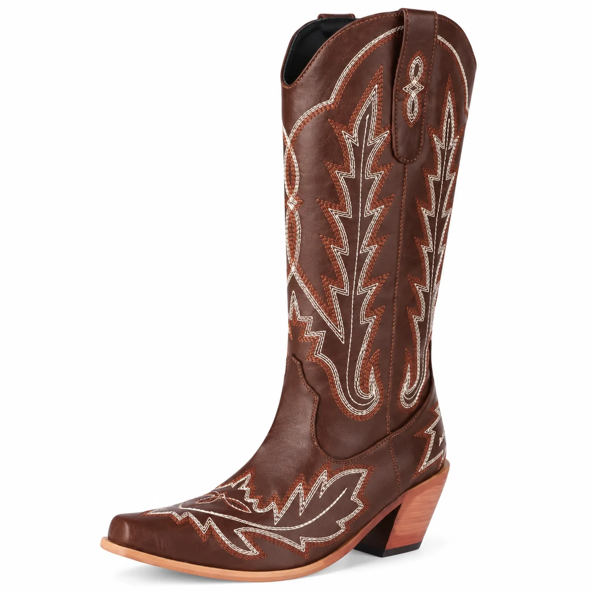 Bottes cowboy femme marron avec grandes broderies élégantes