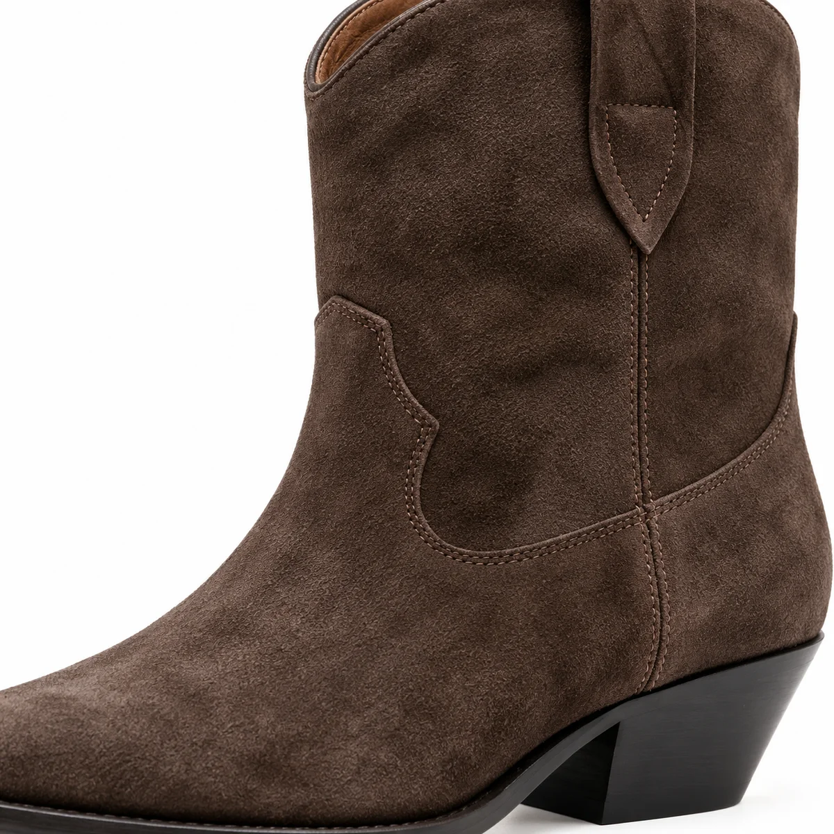 Chaussures cowboy en cuir marron pour femme avec talon bas confortable