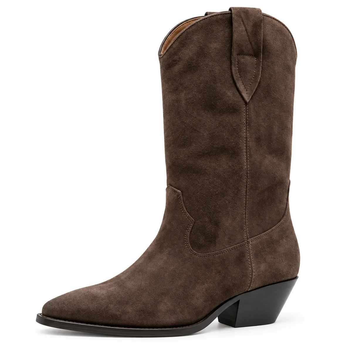 Bottes cowboy femme marron veloutées avec semelle stable