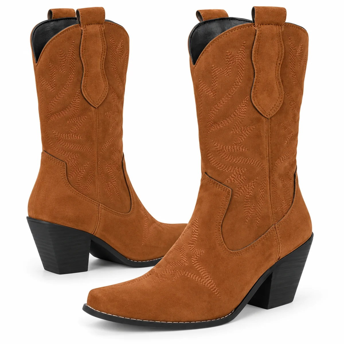 Chaussures cowboy féminines marron avec semelle antidérapante