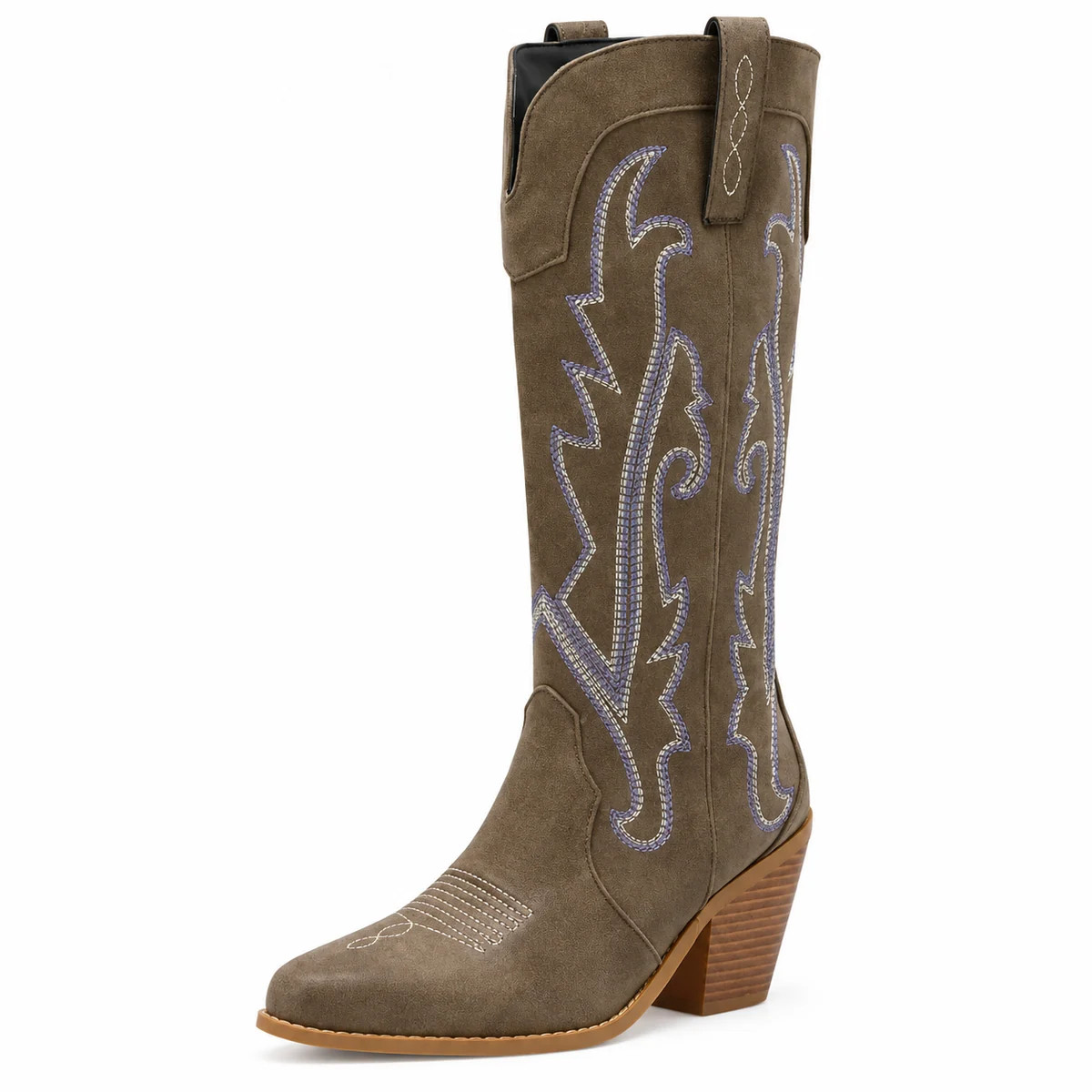 Bottes taupe pour femme avec broderies élégantes de cowboy