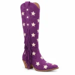 Bottes cowboy femme violettes avec étoiles et franges pour style western
