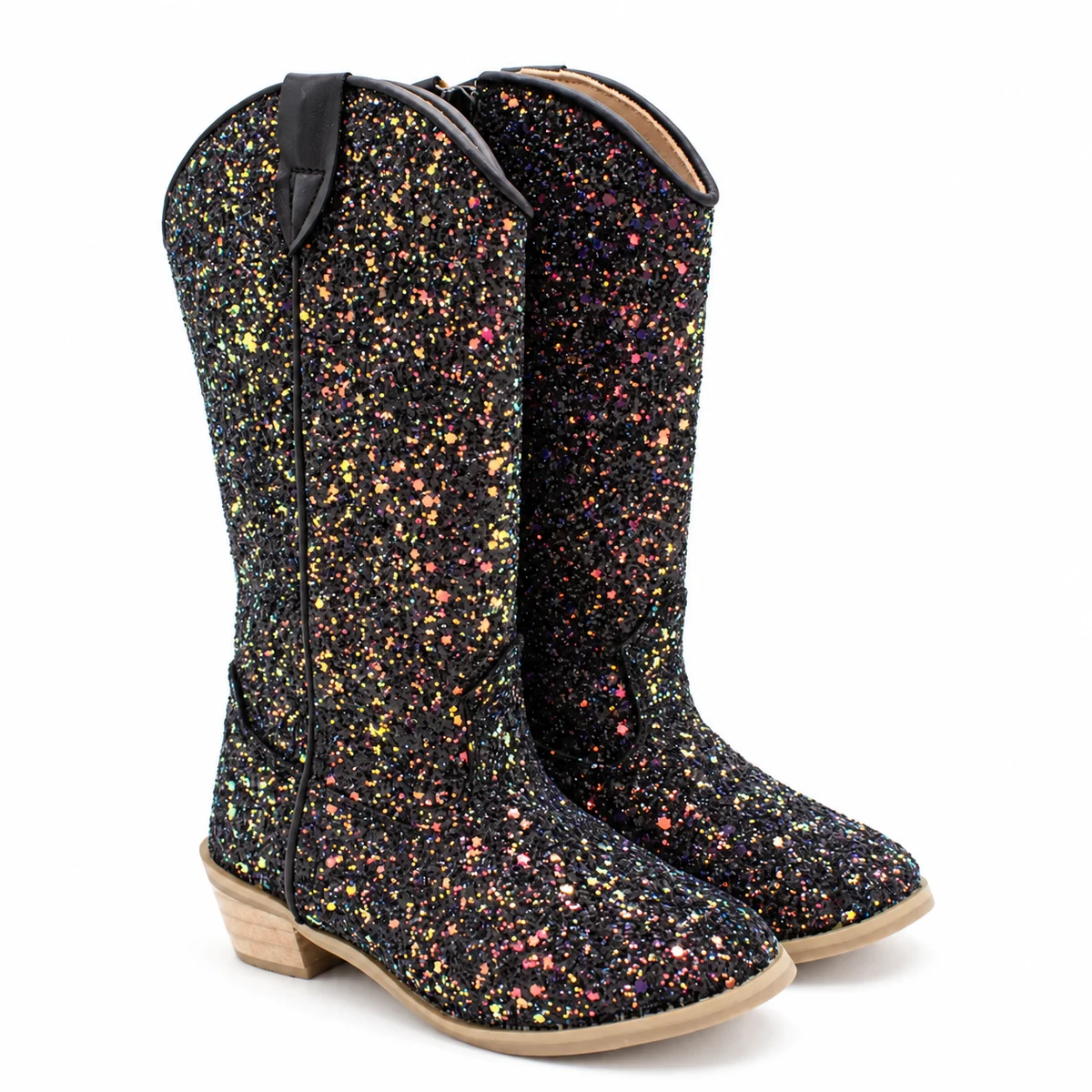 Chaussures cowboy pour enfant avec design paillettes multicolores et look tendance