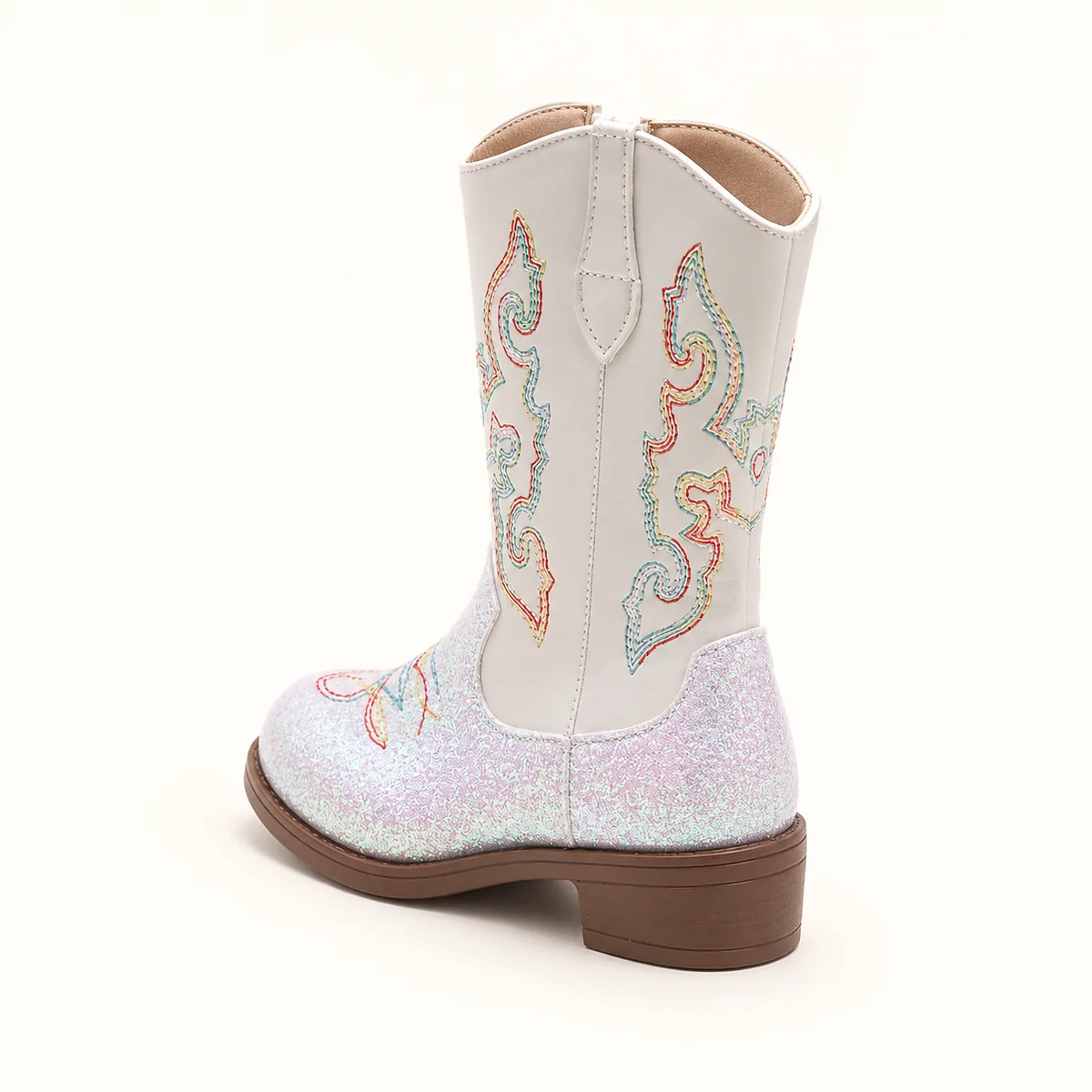 bottes cowboy fille beiges brodees a z 44512 11a vue arriere