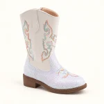 bottes cowboy fille beiges brodees a z 44512 11a vue principale