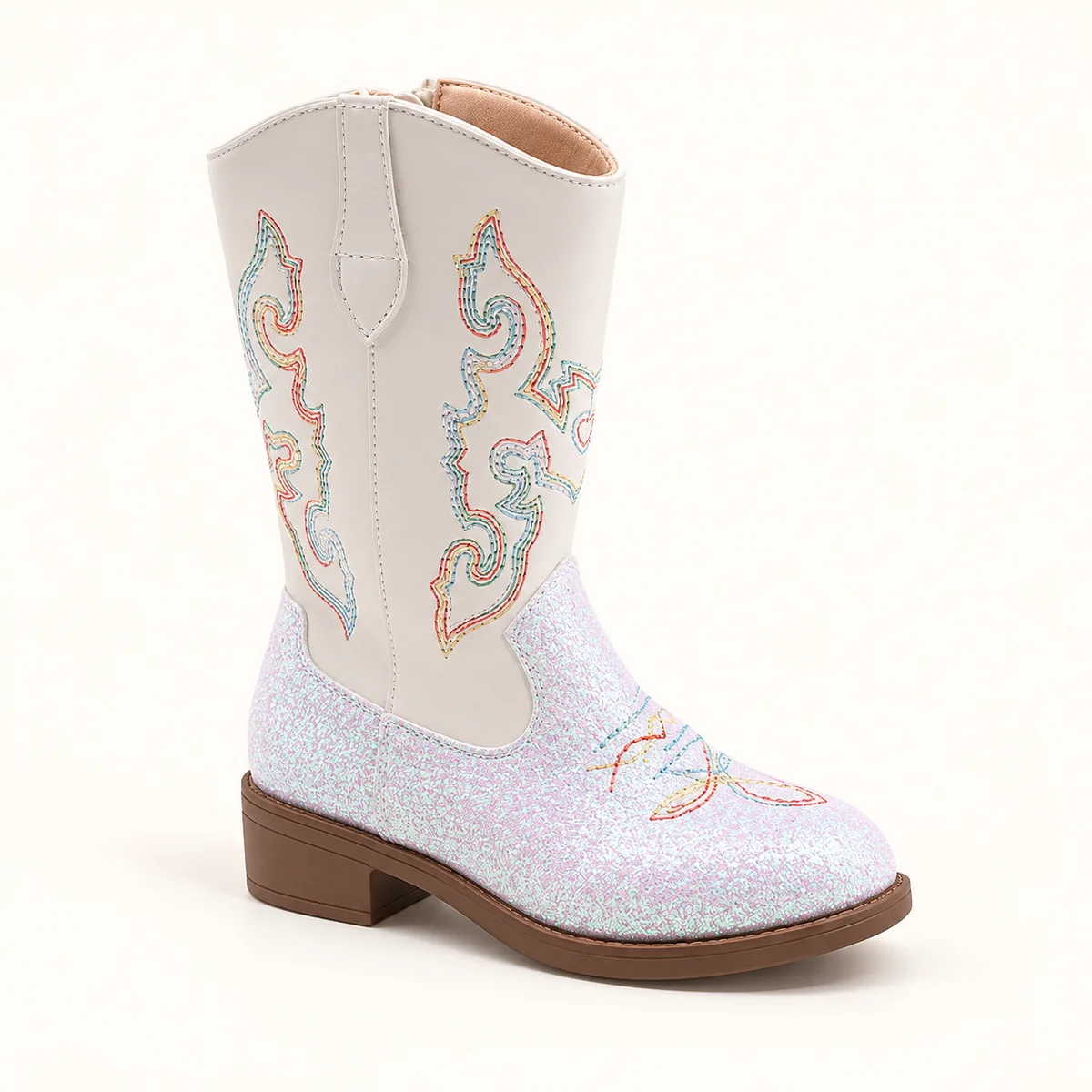 bottes cowboy fille beiges brodees a z 44512 11a vue principale