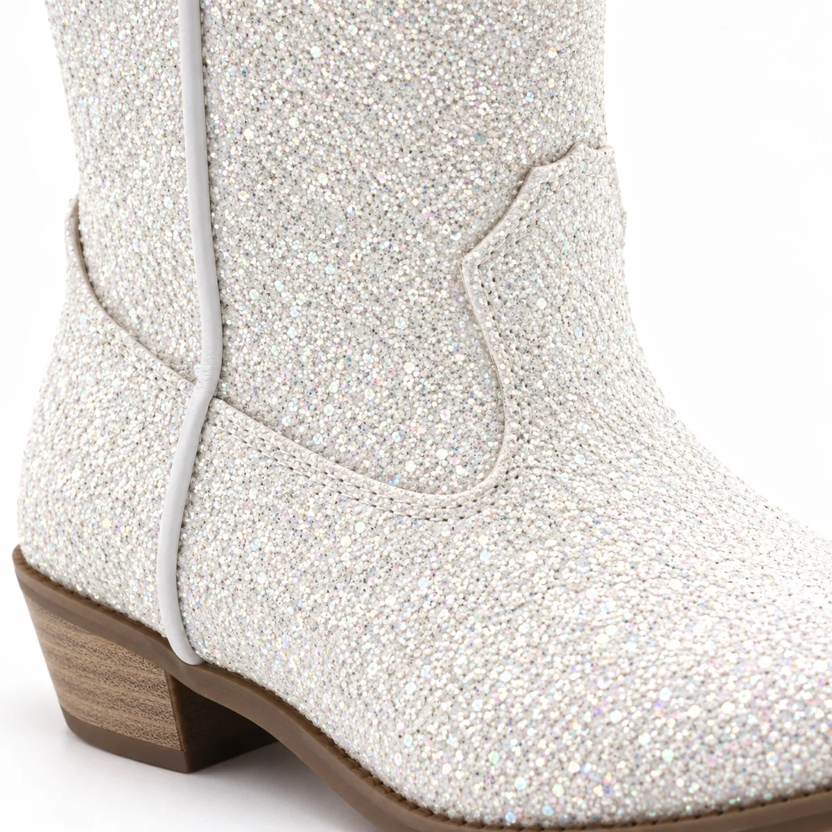 bottes cowboy fille blanches a paillet 44517 11b detail