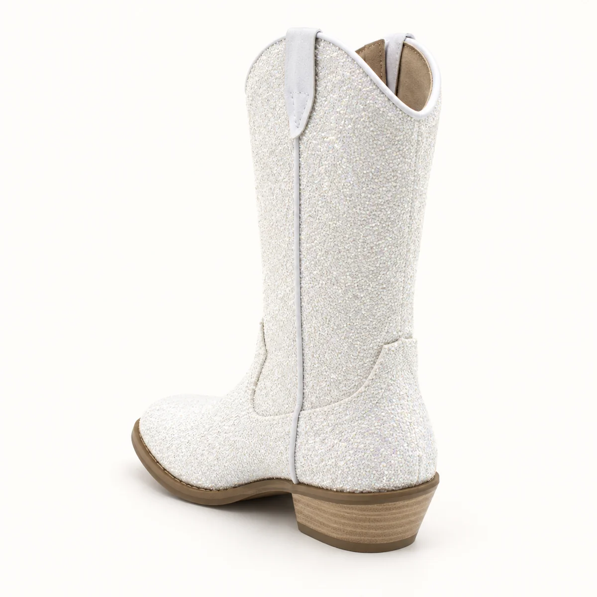 bottes cowboy fille blanches a paillet 44517 11b vue arriere