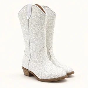 bottes cowboy fille blanches a paillet 44517 11b vue principale
