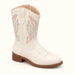 bottes cowboy fille blanches brodees a 44516 11b vue principale