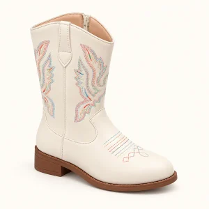 bottes cowboy fille blanches brodees a 44516 11b vue principale