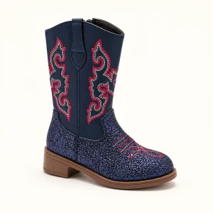 bottes cowboy fille bleues brodees a z 44515 11b vue principale