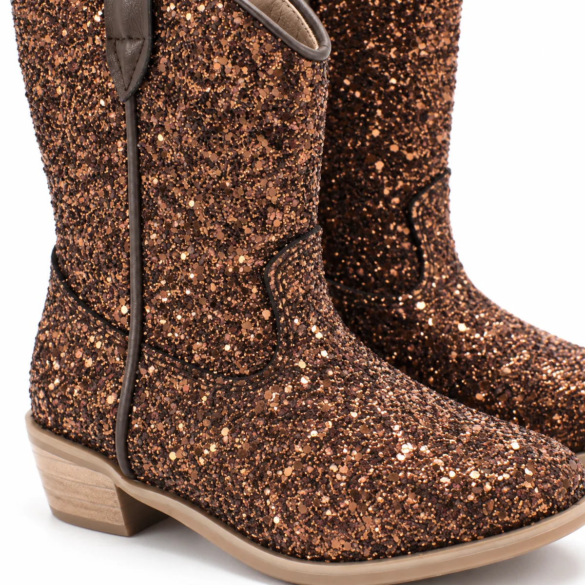 bottes cowboy fille camel a paillettes 44520 11b detail