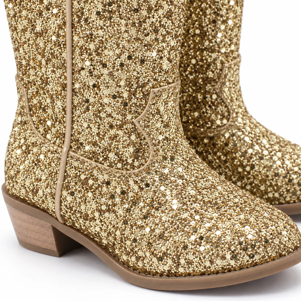 bottes cowboy fille dorees a paillette 44521 11b detail