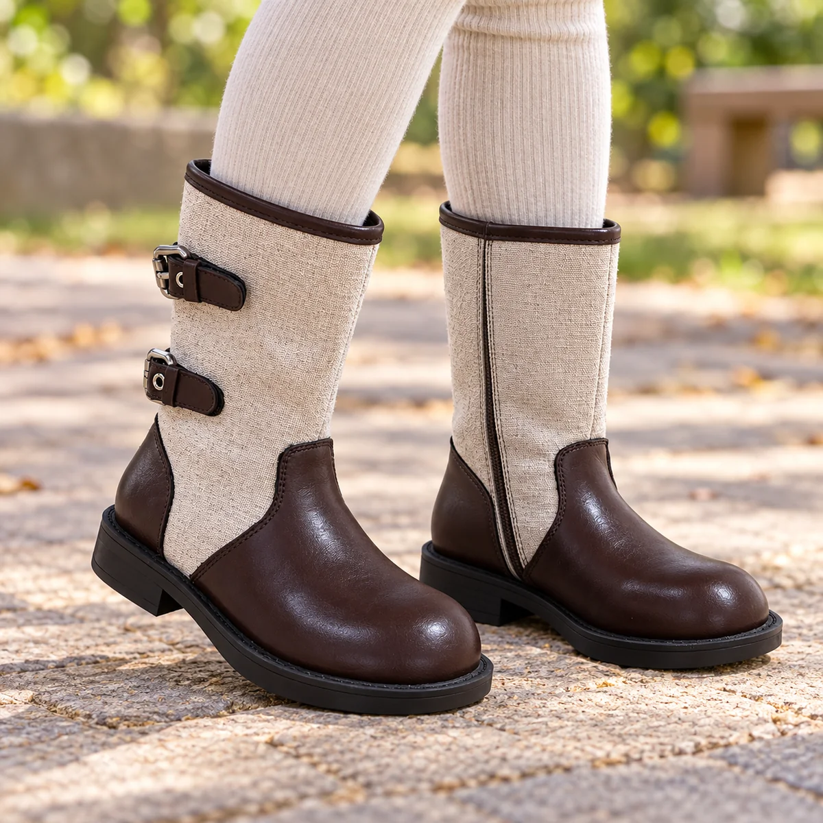 bottes cowboy fille marron a double bo 44543 10a porte
