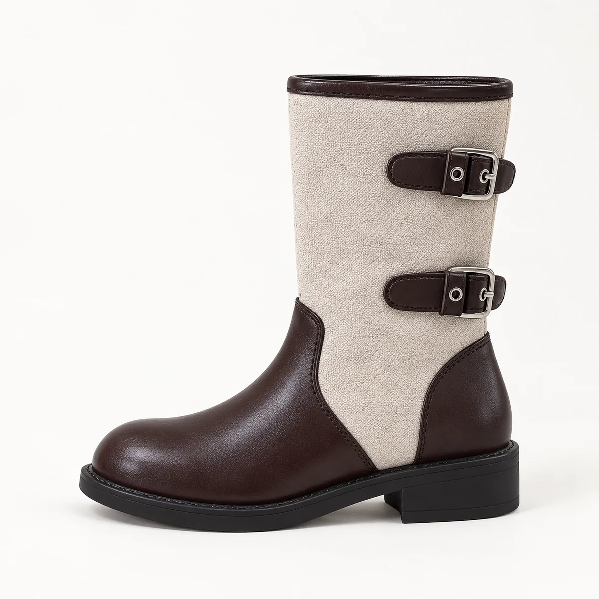 bottes cowboy fille marron a double bo 44543 10a vue laterale