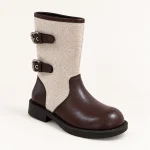 bottes cowboy fille marron a double bo 44543 10a vue principale