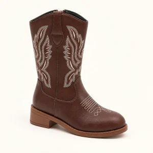 bottes cowboy fille marron brodees a z 44513 11b vue principale