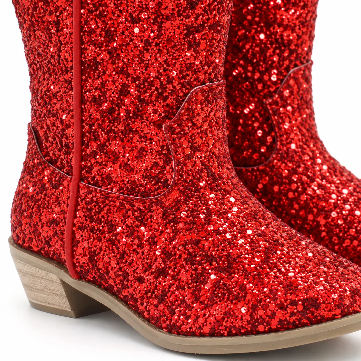 bottes cowboy fille rouges a paillette 44518 11b detail
