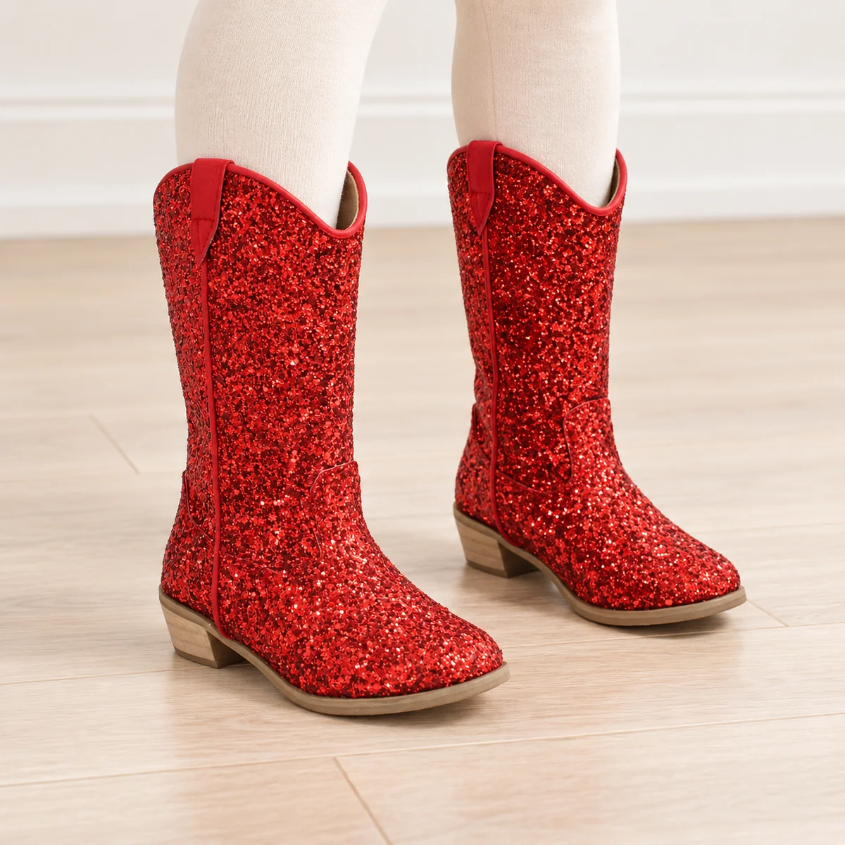 bottes cowboy fille rouges a paillette 44518 11b porte