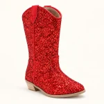 bottes cowboy fille rouges a paillette 44518 11b vue principale