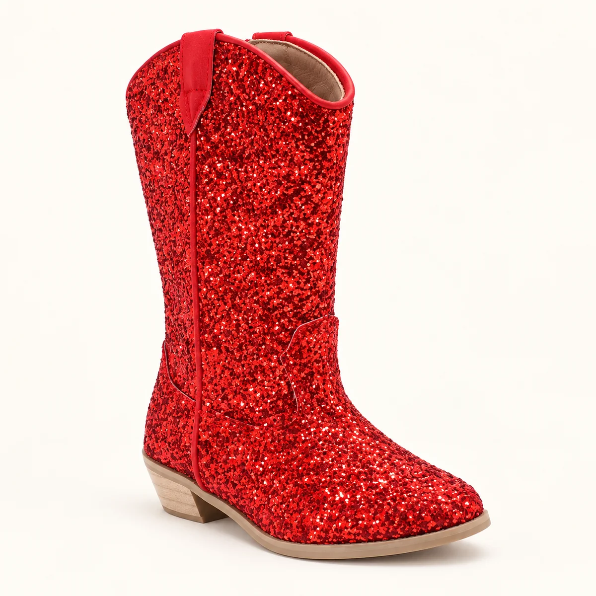 bottes cowboy fille rouges a paillette 44518 11b vue principale