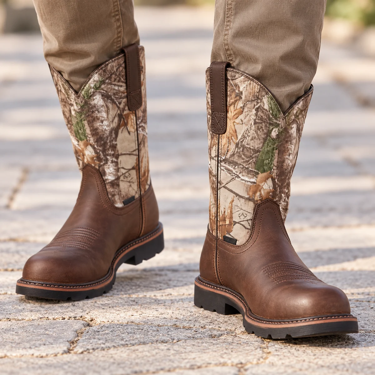 Chaussures cowboy homme marron à motif beige pour homme