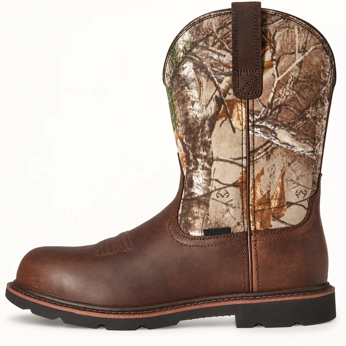 Bottes homme en cuir marron avec design imprimé beige