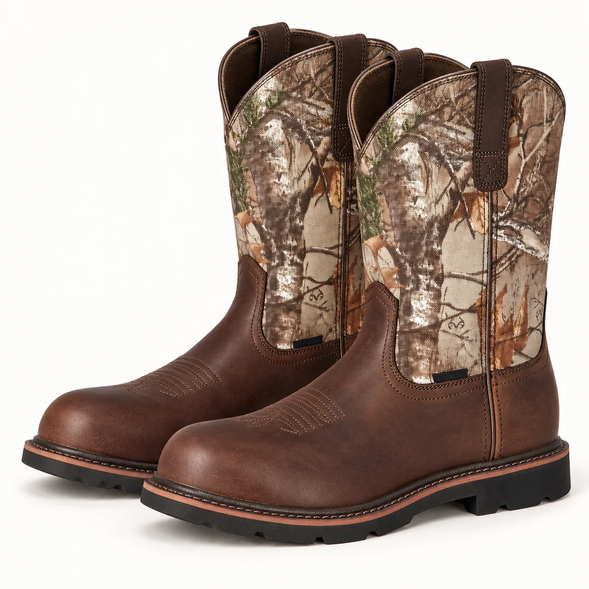 Bottes cowboy homme marron avec tige imprimée beige élégantes