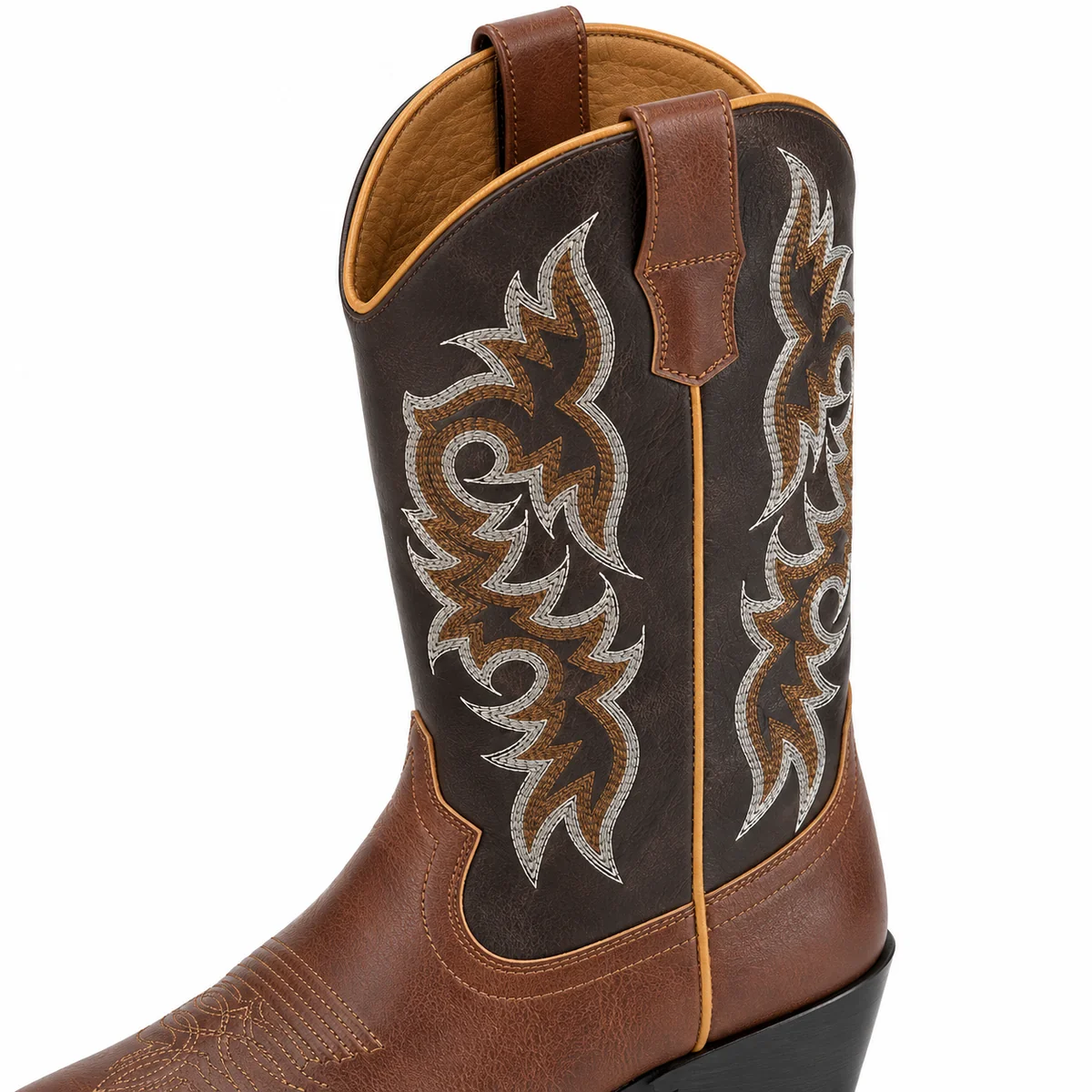 bottes cowboy homme marron bicolores brodees lot18b detail