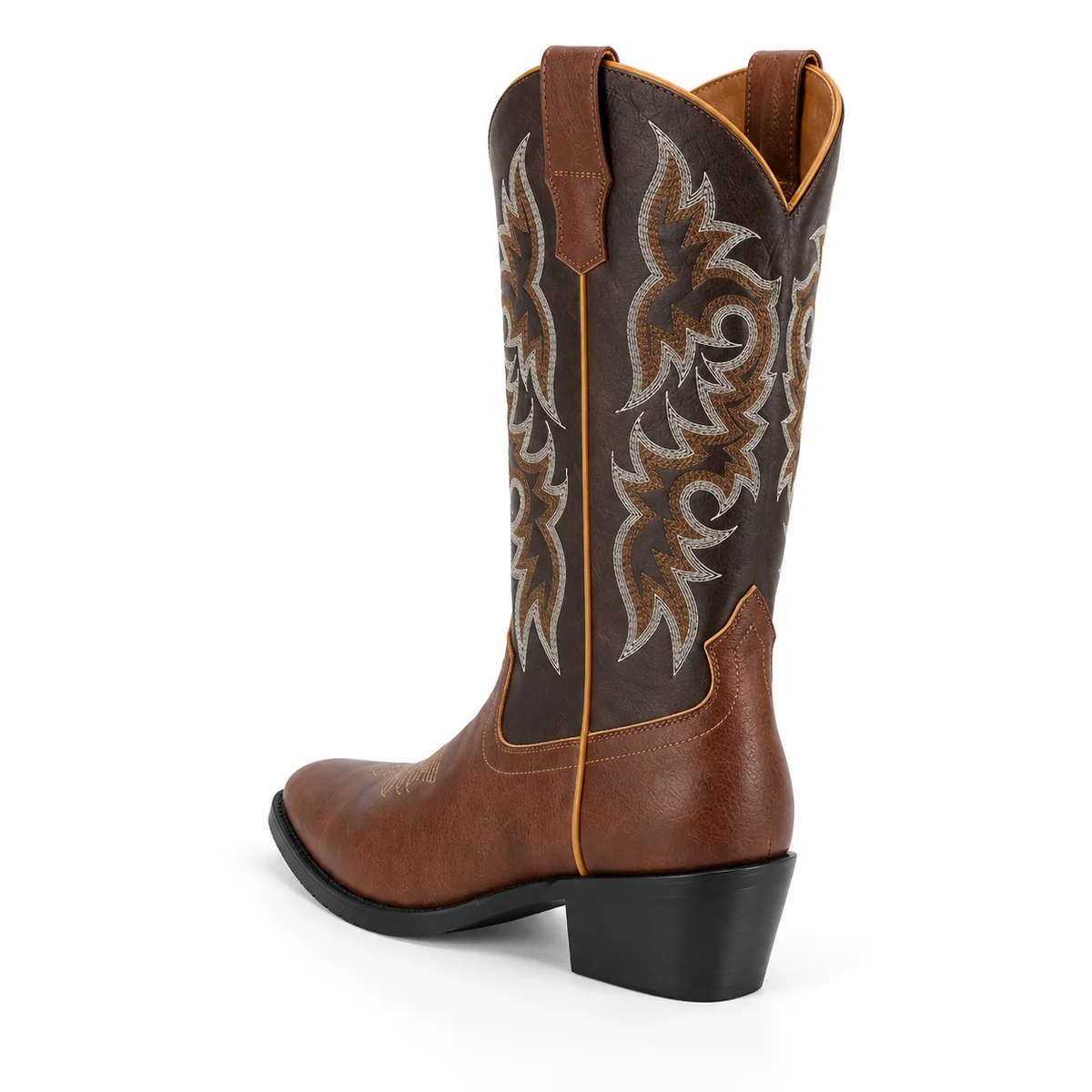bottes cowboy homme marron bicolores brodees lot18b vue arriere
