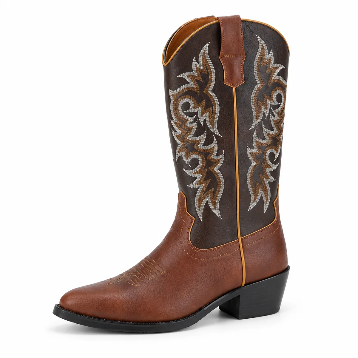 bottes cowboy homme marron bicolores brodees lot18b vue principale