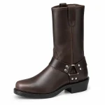 Bottes cowboy homme marron foncé mi-mollet à zip, vue de trois quarts sur fond blanc