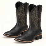 Bottes cowboy noires pour homme avec broderies claires élégantes