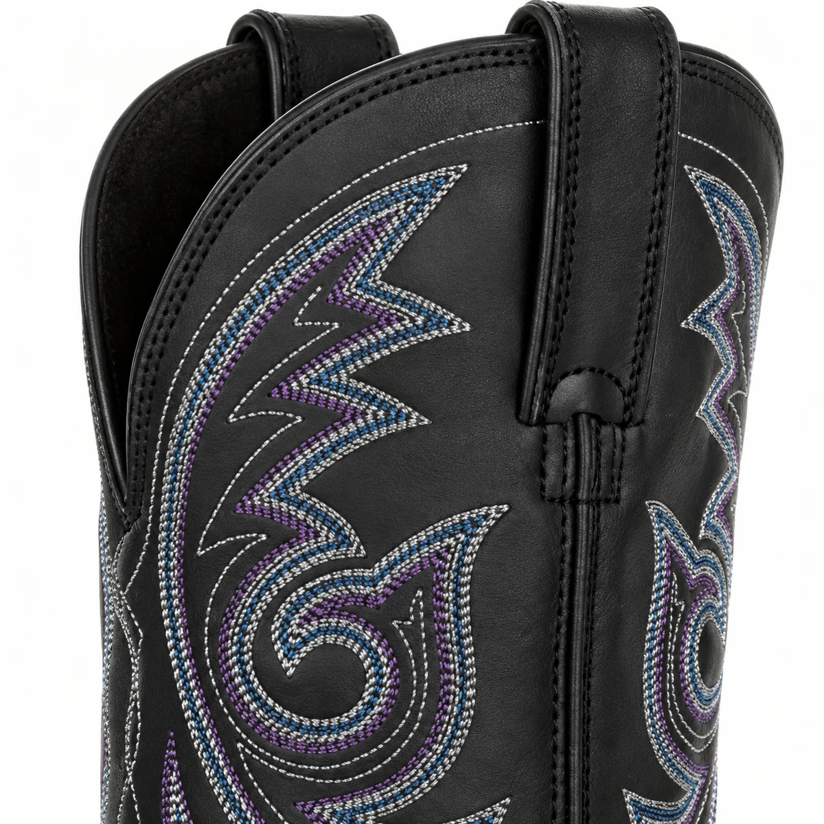 Chaussures cowboy masculines noires brodées gris pour look western